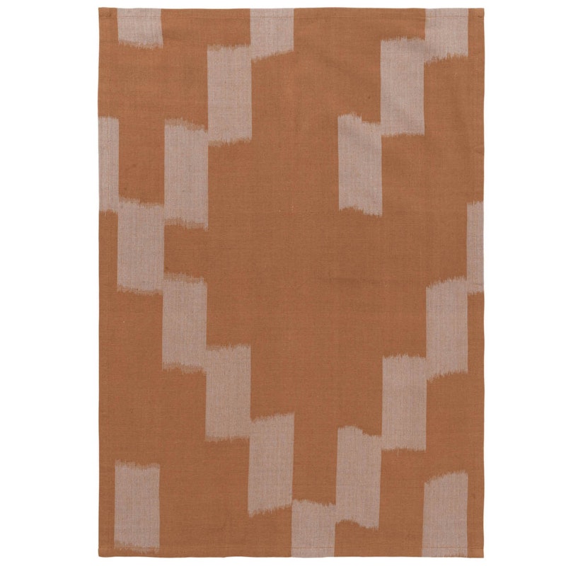 Ikat Kökshandduk 50x70 cm, Mist Blue / Terracotta