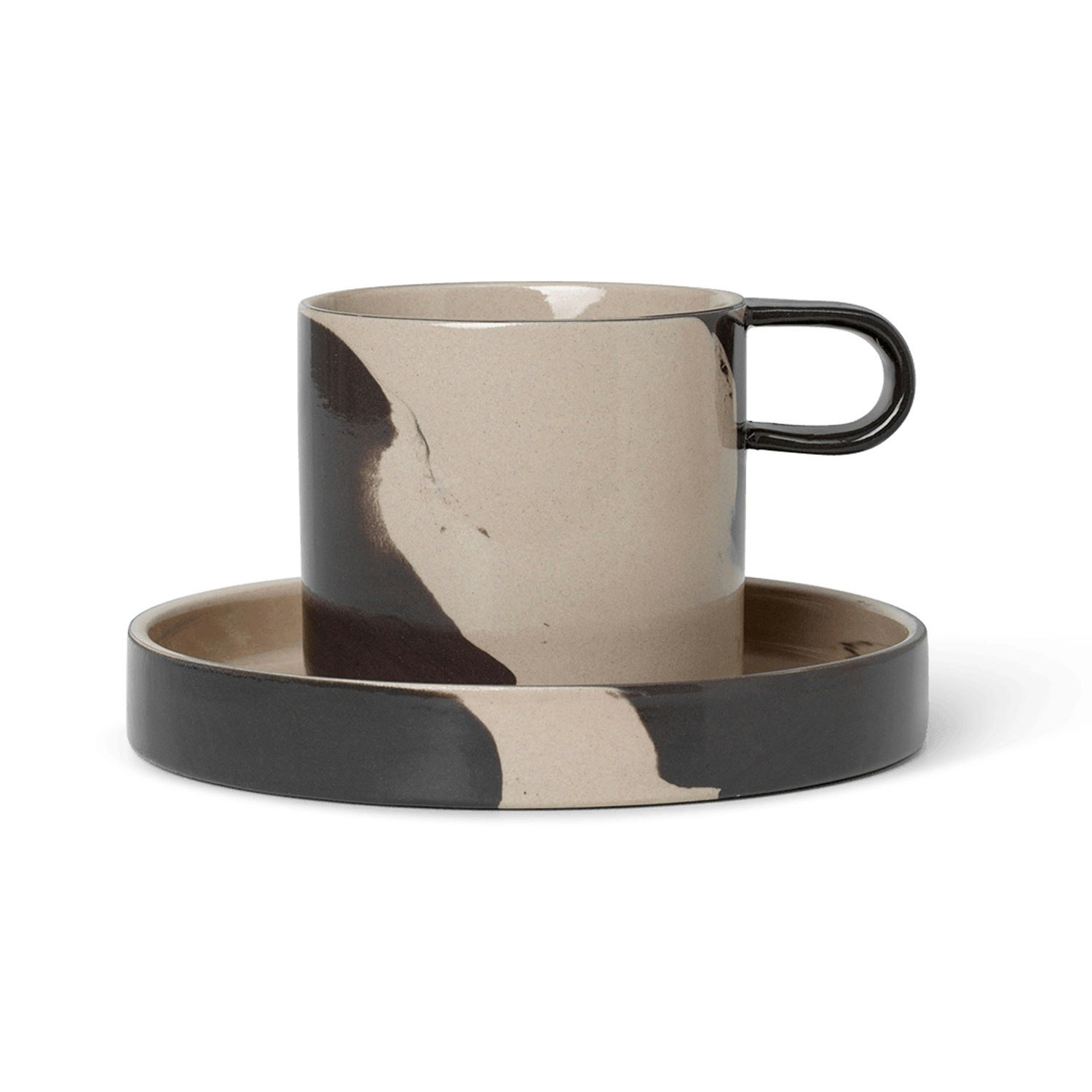 Ferm Living Inlay Kopp Med Fat Sand / - Kaffekoppar Stengods Brun