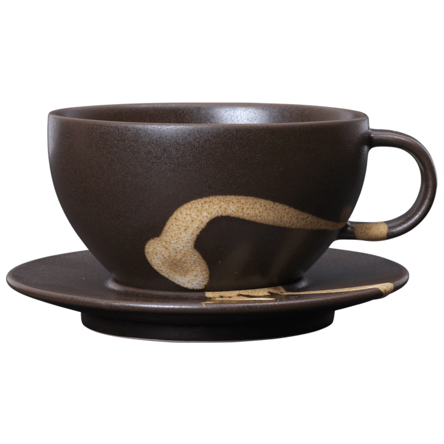 Ferm Living Koyo Tekopp Med Fat - Tekoppar Stengods M&ouml;rkbrun
