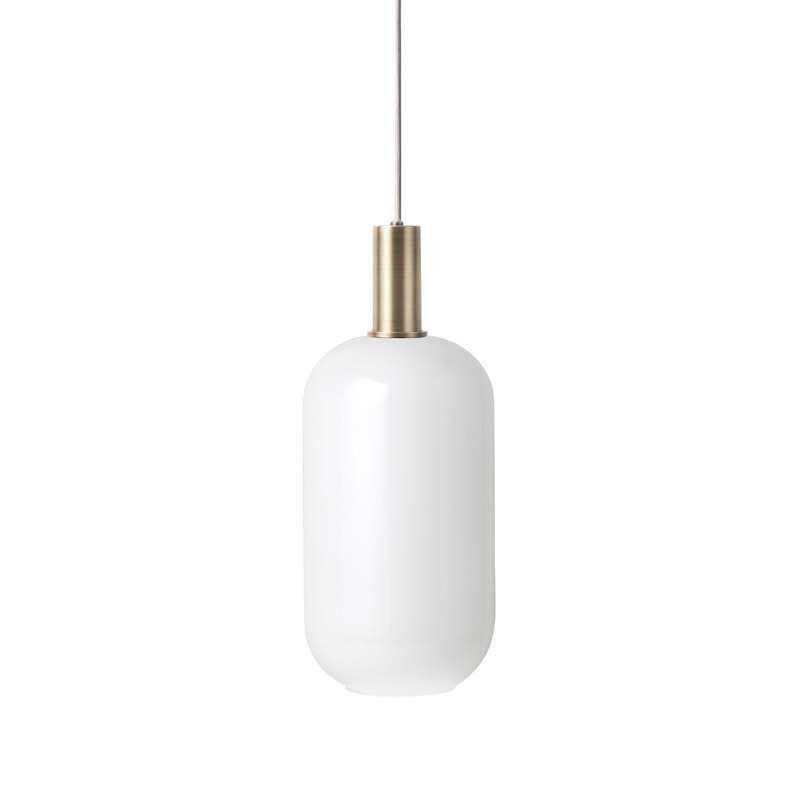 Opal Tall Pendel Låg, Vit/Mässing