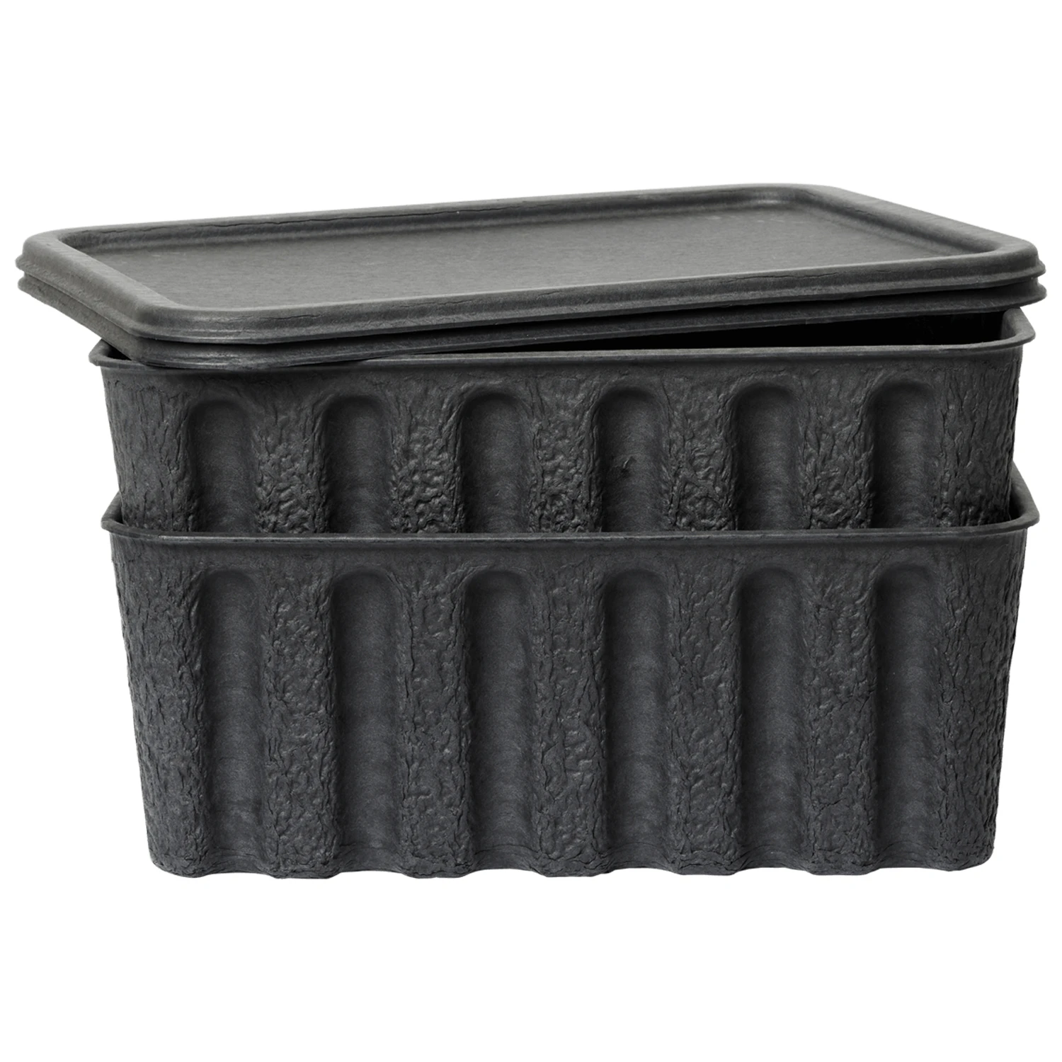 Ferm Living Paper Pulp Lådor 2-pack Stor - Boxar & askar Papper Charcoal