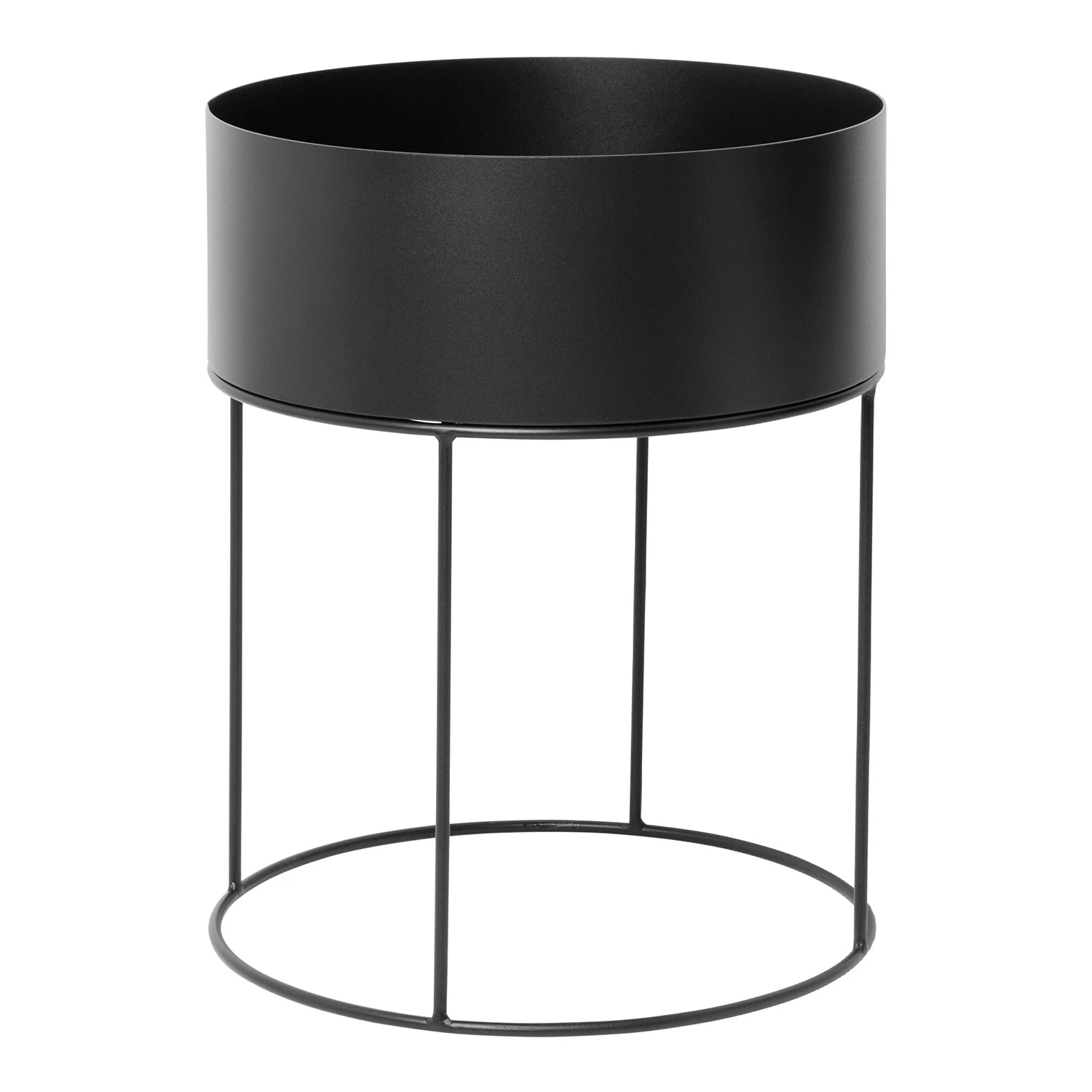 Ferm Living Plant Box Rund - Krukor Pulverlackerad Metall Svart