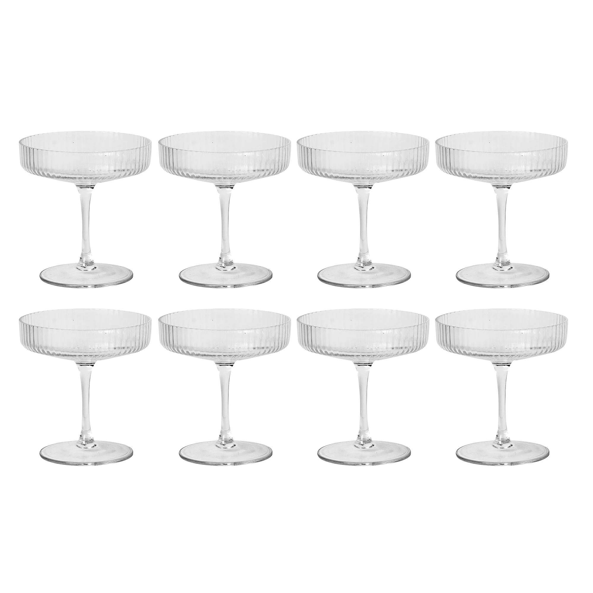 Ferm Living Ripple Champagnekupa 8-pack - Champagneglas Munbl&aring;st Glas Klar