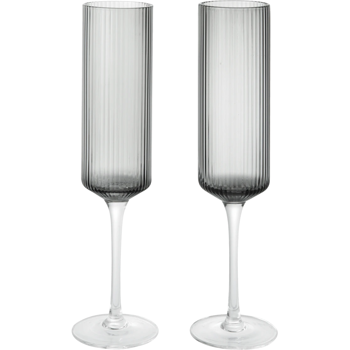 Ferm Living Ripple Champagneglas 2-pack Smoked Grey - Champagneglas Munbl&aring;st Glas R&ouml;kgr&aring;