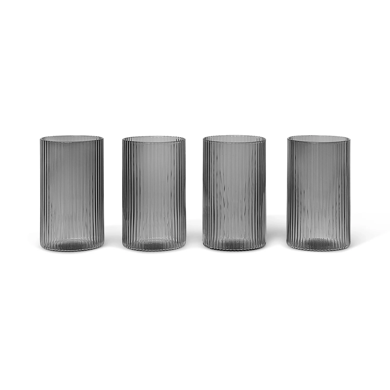 ferm living ripple dricksglas 14 cl 4-pack - dricksglas munblåst glas rökgrå
