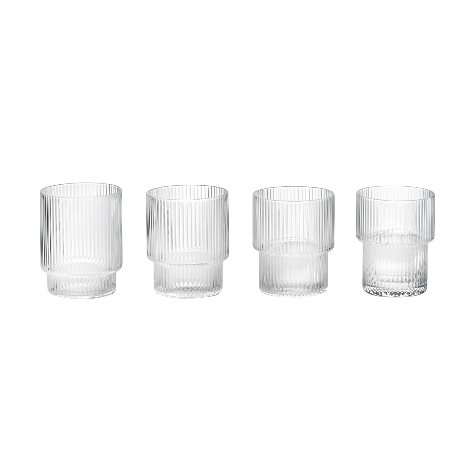 ferm living ripple glas 4-pack 20 cl - dricksglas munblåst glas klar