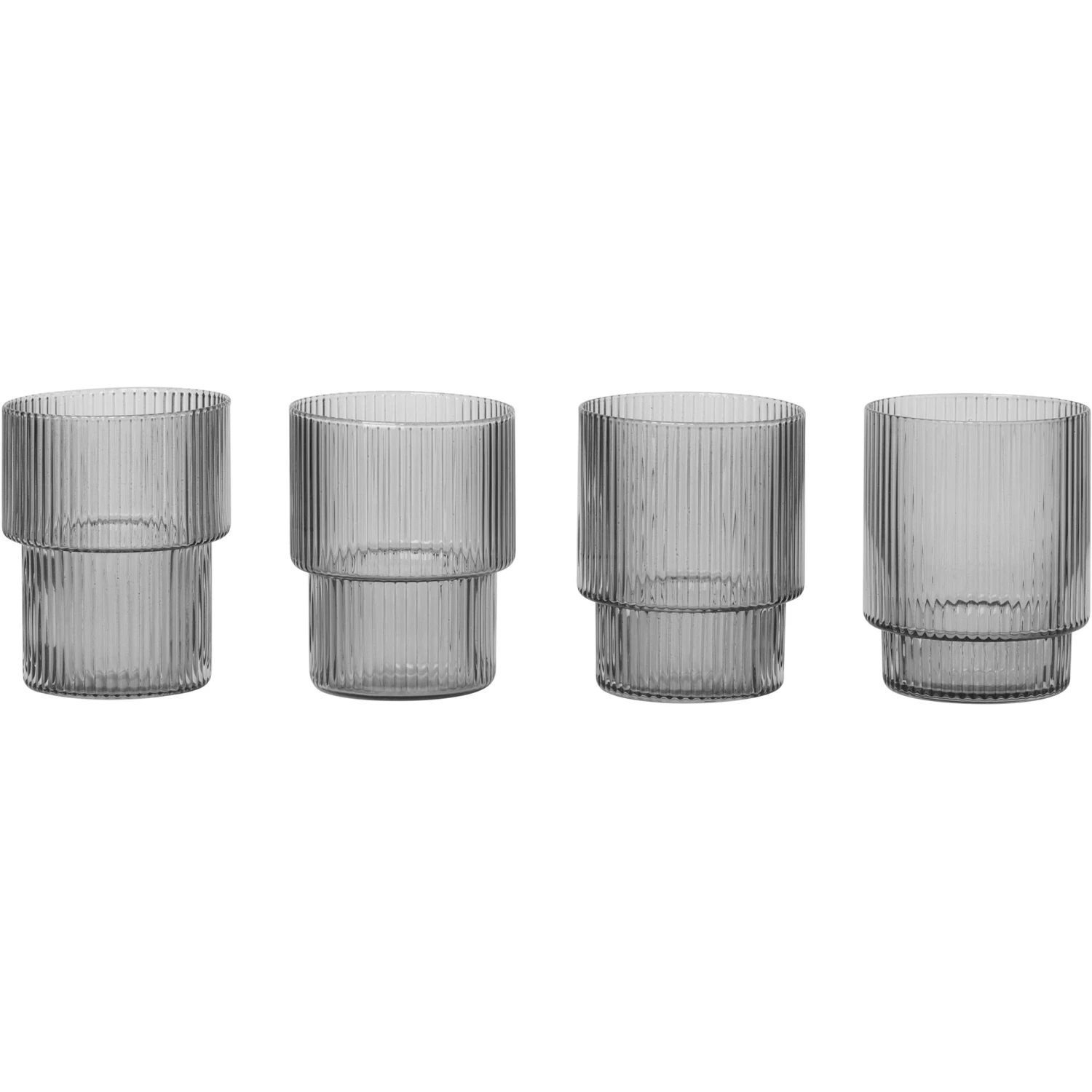 Ferm Living Ripple Glas 4-pack 6 Cl Smoked Grey - Snapsglas & Avecglas Munbl&aring;st Glas R&ouml;kgr&aring;