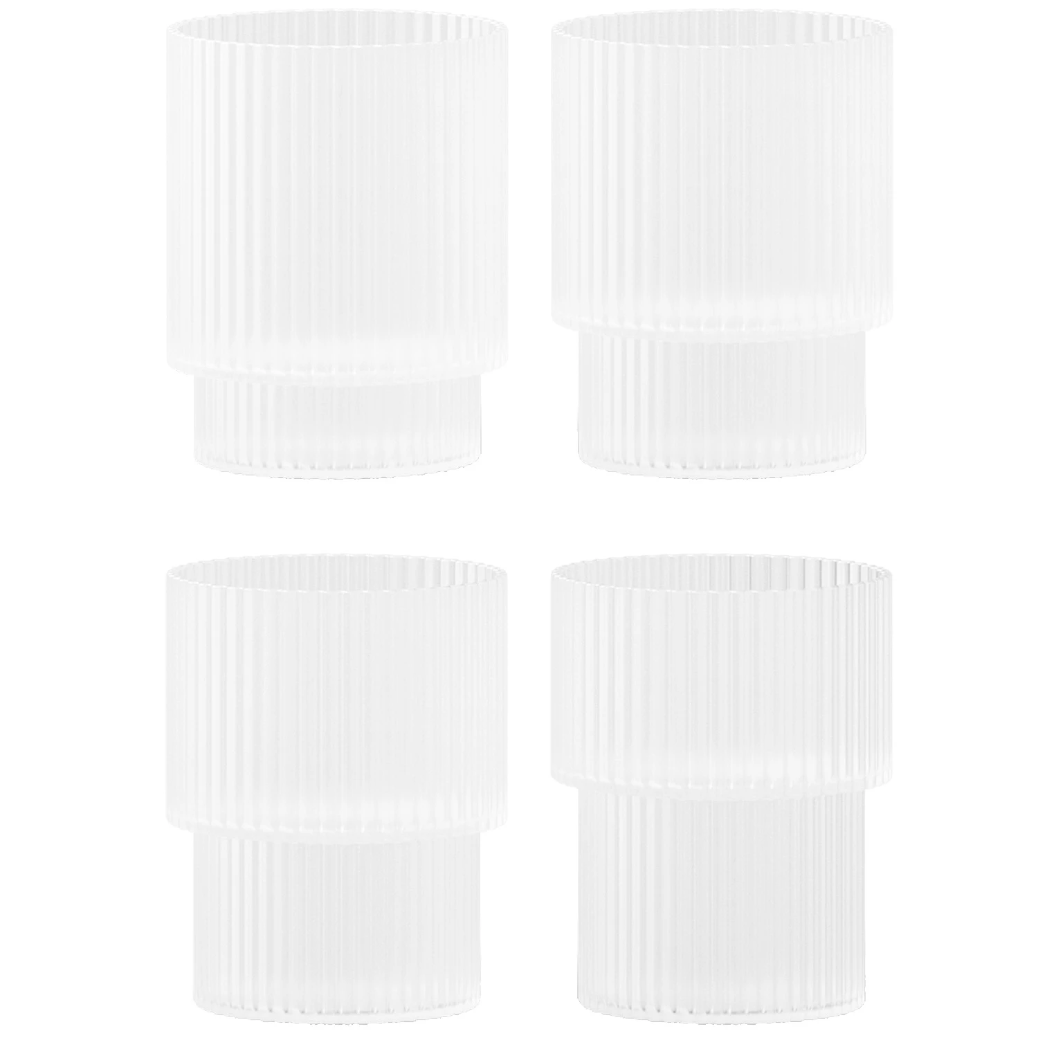 ferm living ripple glas 4-pack 20 cl frosted - dricksglas munblåst glas frostad