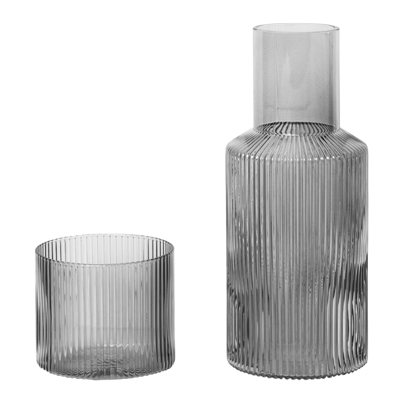 Ripple Small Carafe Set Karaff Med Dricksglas, Smoked Grey