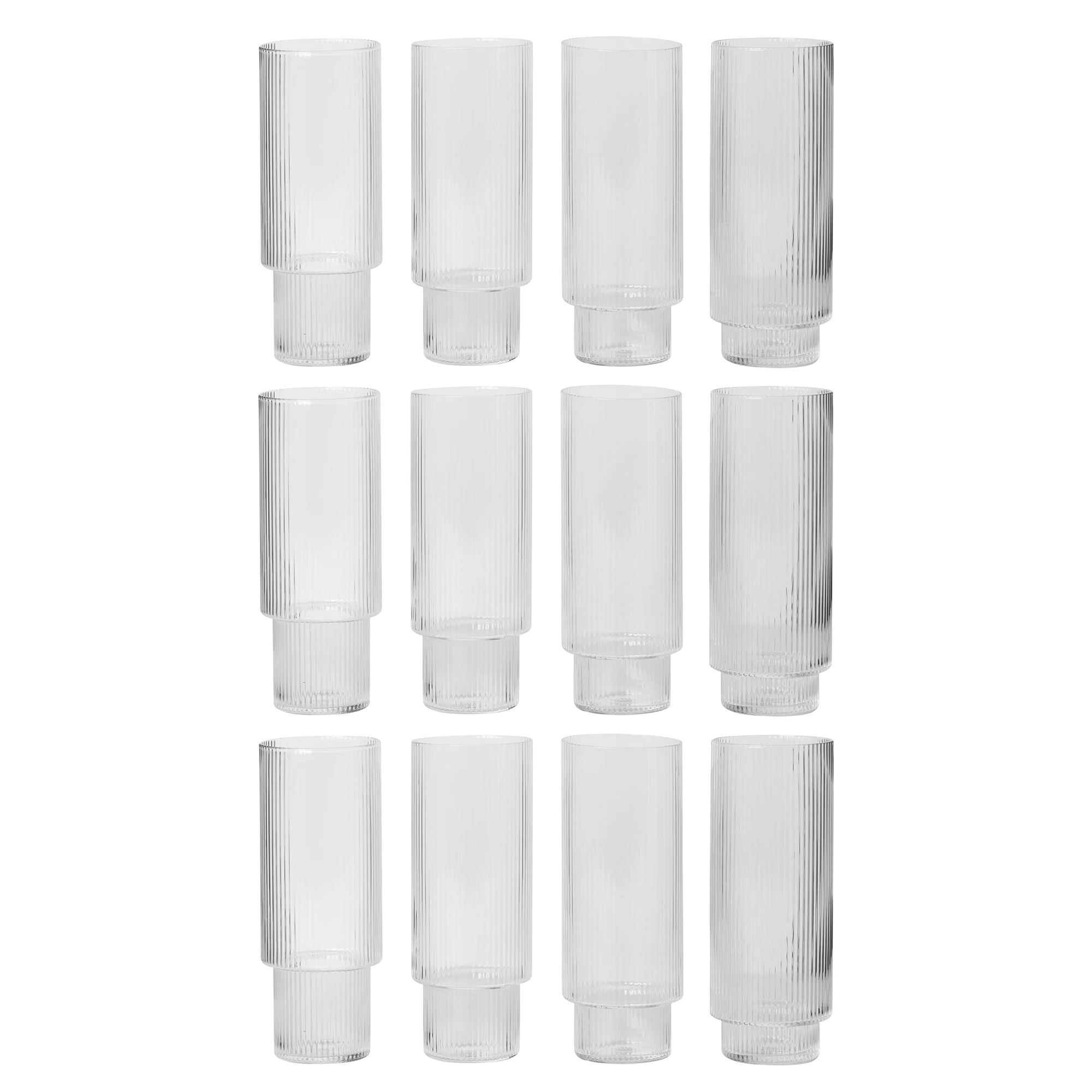 Ferm Living Ripple Longdrinkglas 30 Cl 12-pack - Highballglas & Longdrinkglas Munbl&aring;st Glas Klar
