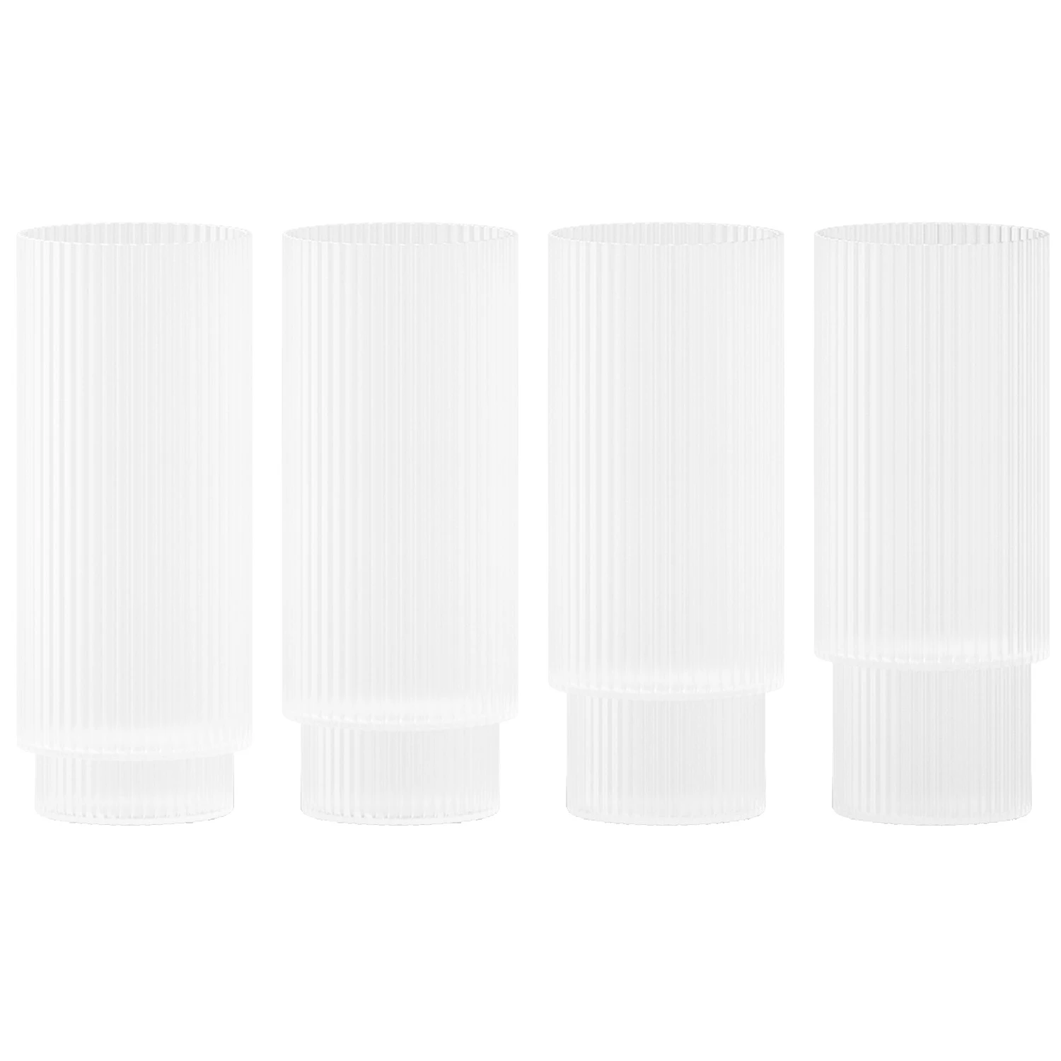 Ferm Living Ripple Longdrinkglas 4-pack Frosted - Highballglas & Longdrinkglas Munblåst Glas Frostad