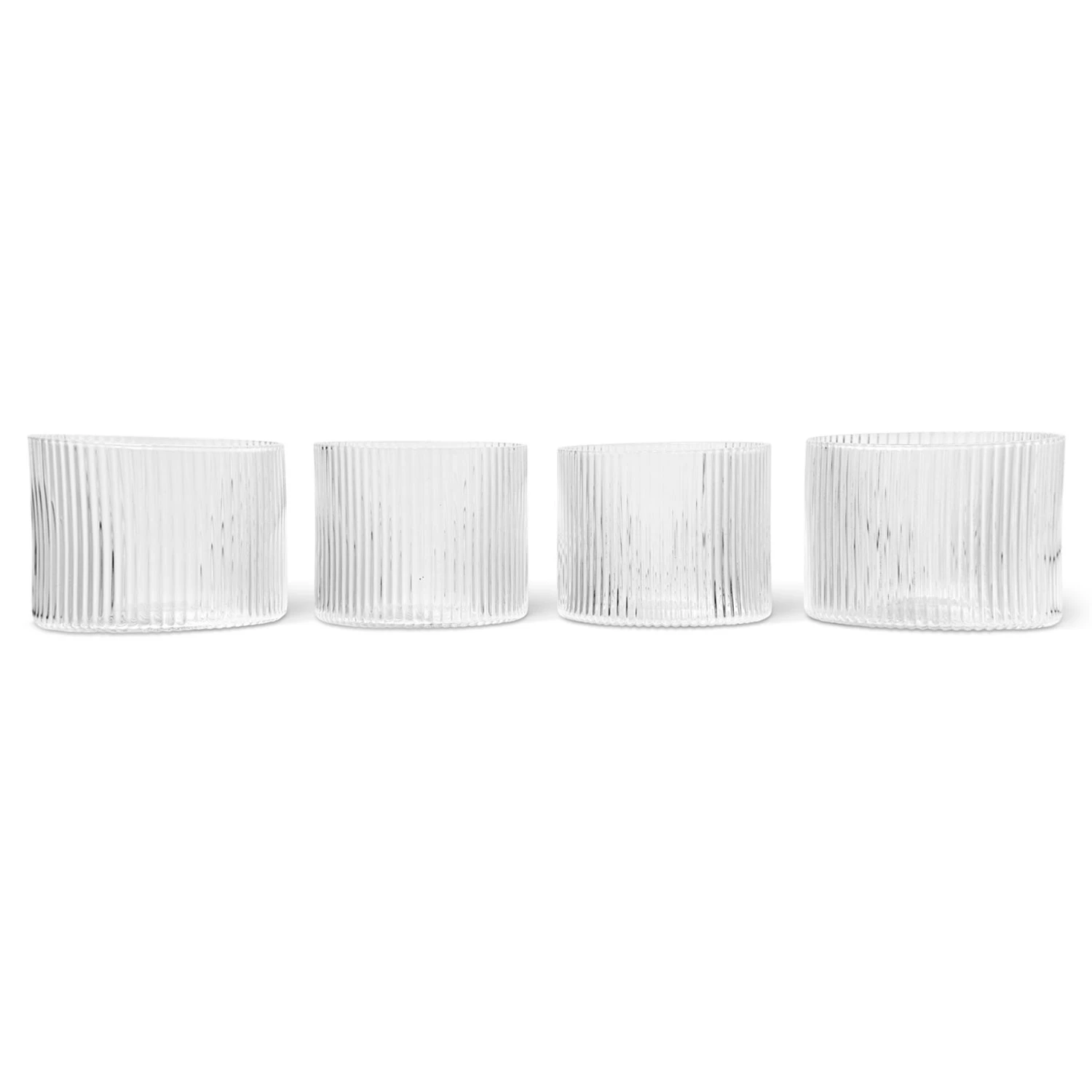 ferm living ripple low dricksglas 4-pack - dricksglas munblåst glas klar