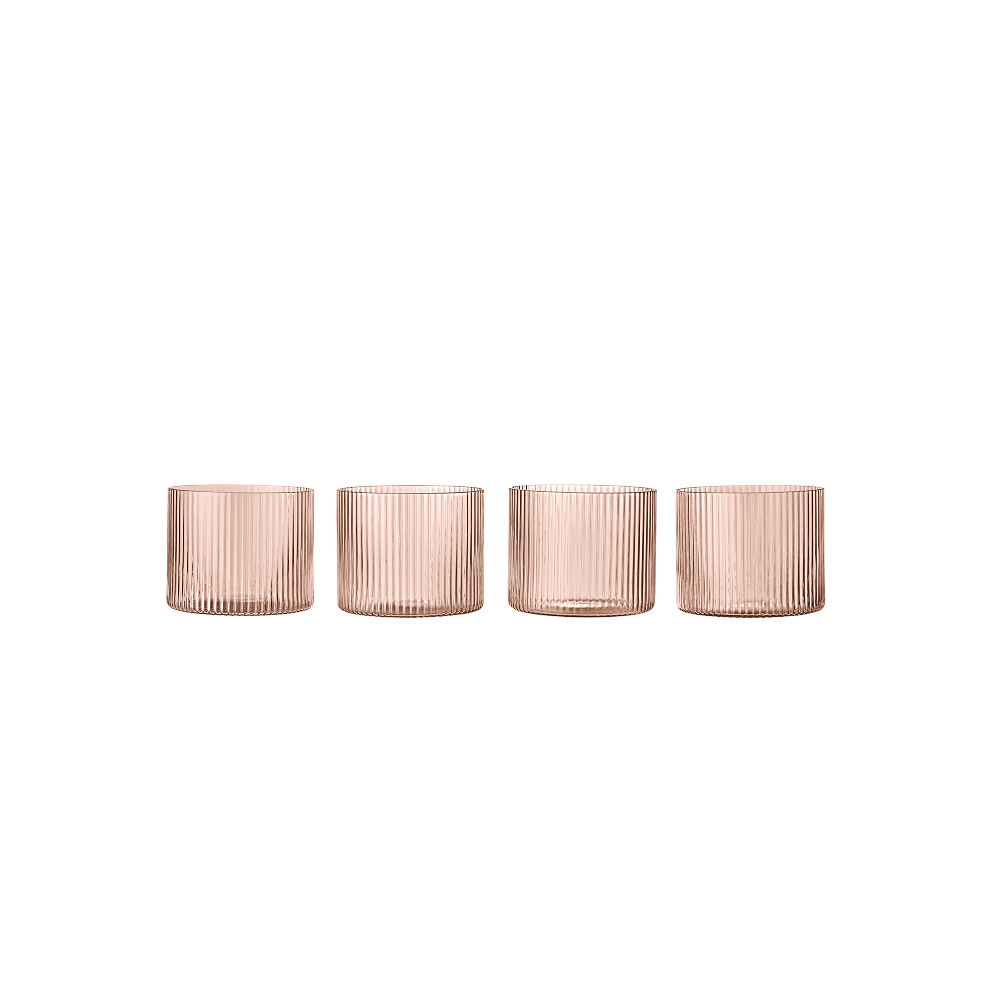 Ferm Living Ripple Glas Low 4-pack - Dricksglas Munbl&aring;st Glas Blush