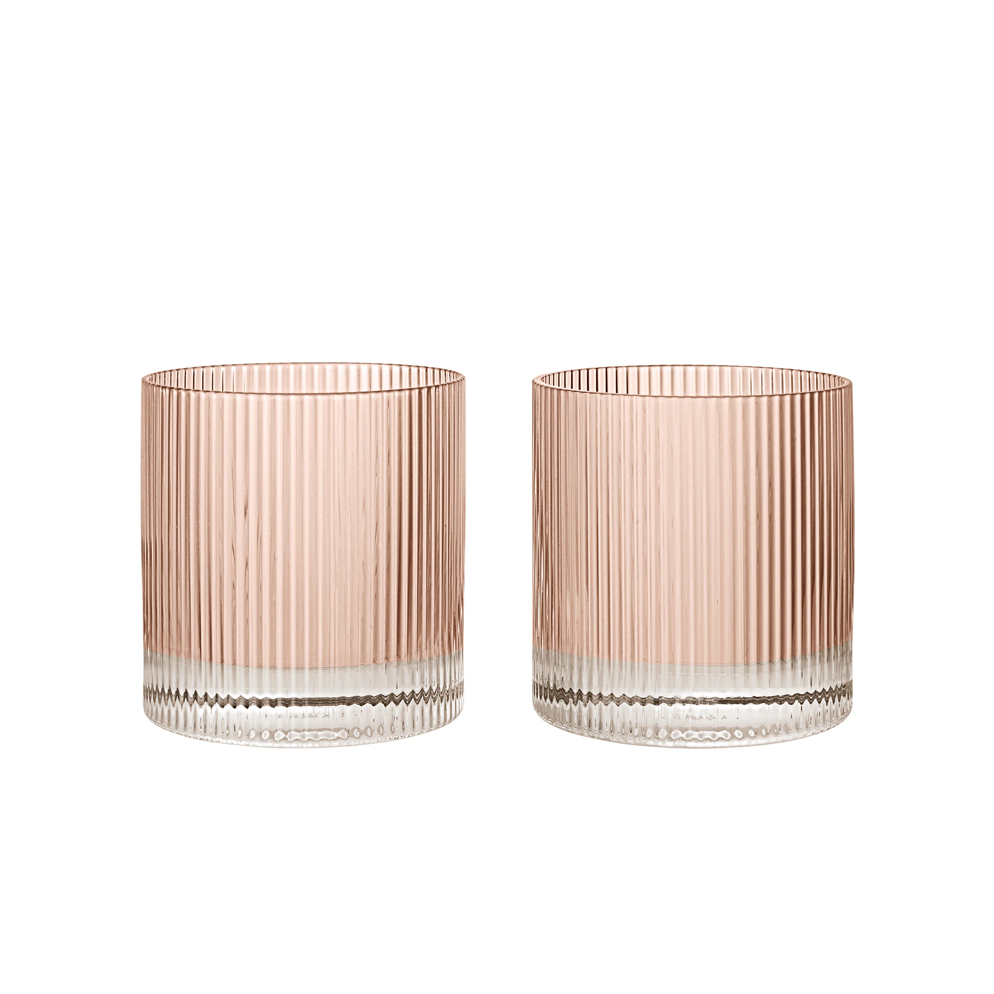 Ferm Living Ripple Tumblerglas 2-pack - Tumblerglas Munbl&aring;st Glas Blush