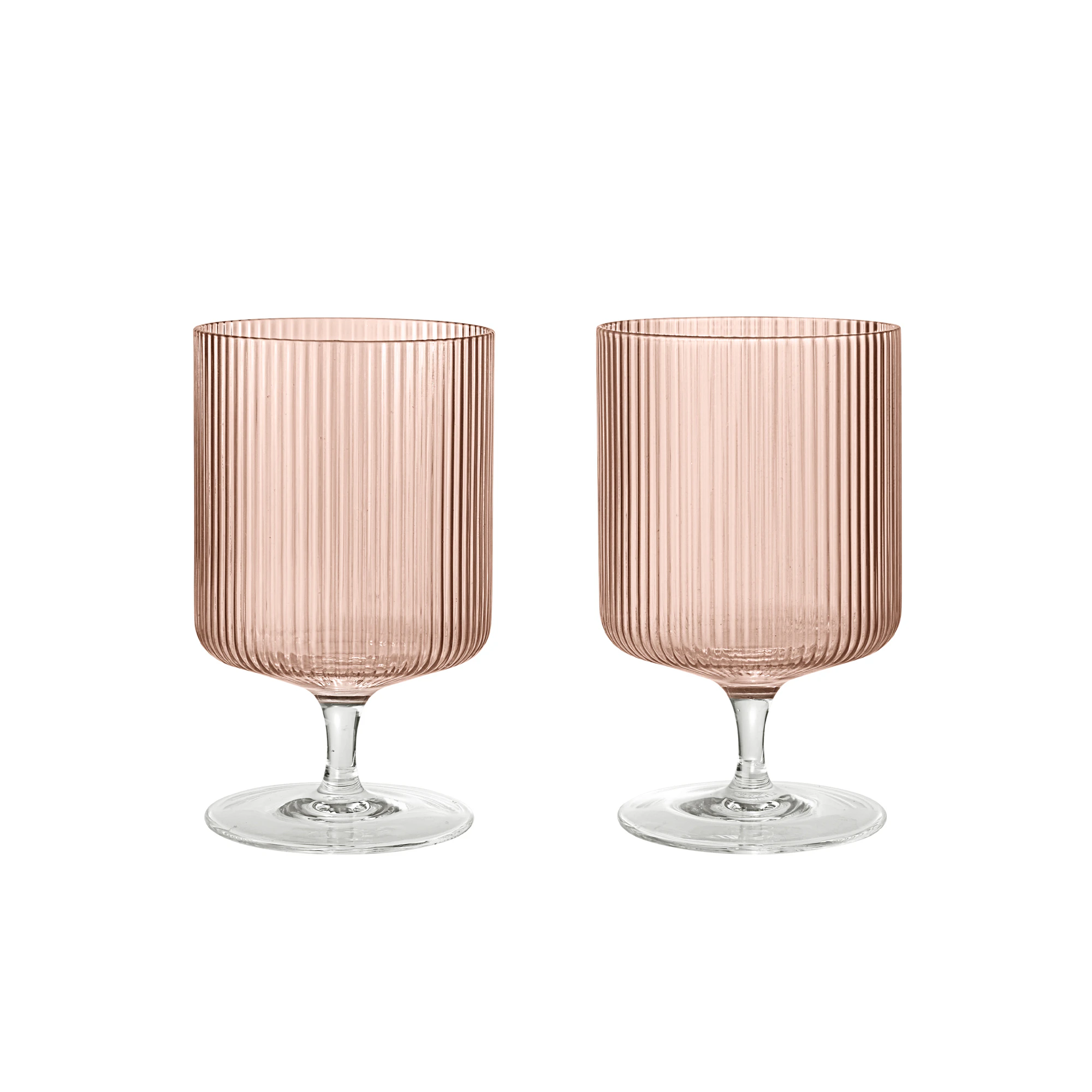 Ferm Living Ripple Vin 2-pack - Vinglas Glas Blush