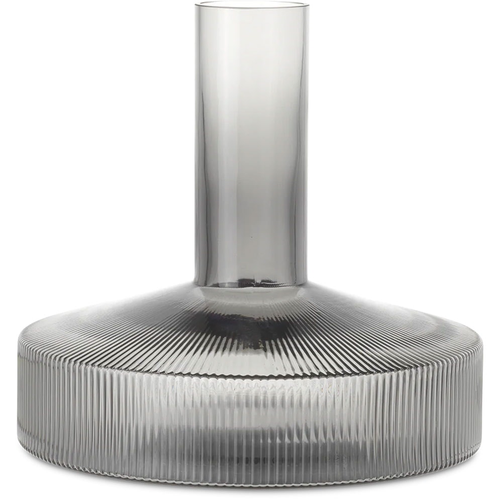 Ferm Living Ripple Vinkaraff Smoked Grey - Vinkaraffer Munbl&aring;st Glas R&ouml;kgr&aring;