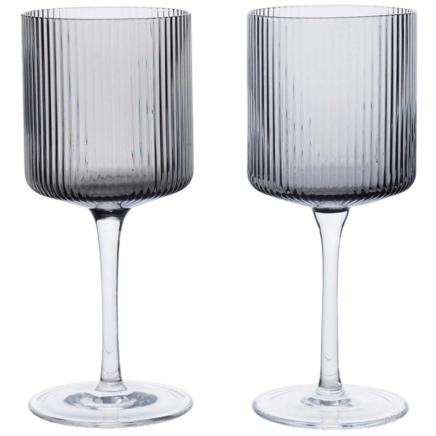 Ferm Living Ripple Vitvins 2-pack Smoked Grey - Vinglas Glas R&ouml;kgr&aring;