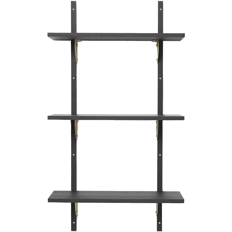 Sector Tripple Narrow Hylla 54x102 cm, Black Ash/Mässing