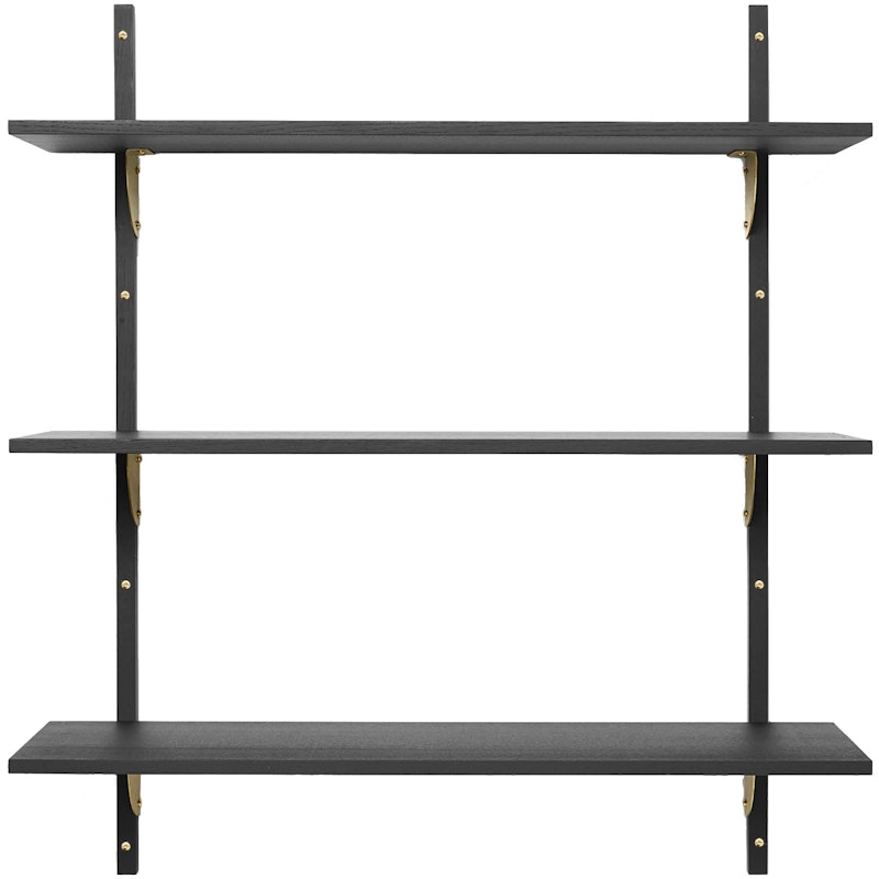 Sector Tripple Wide Hylla 87x102 cm, Black Ash/Mässing