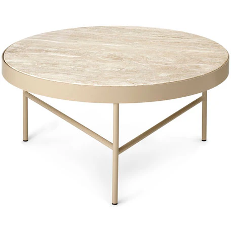 ferm living travertine soffbord ø70,5 cm - soffbord cashmere
