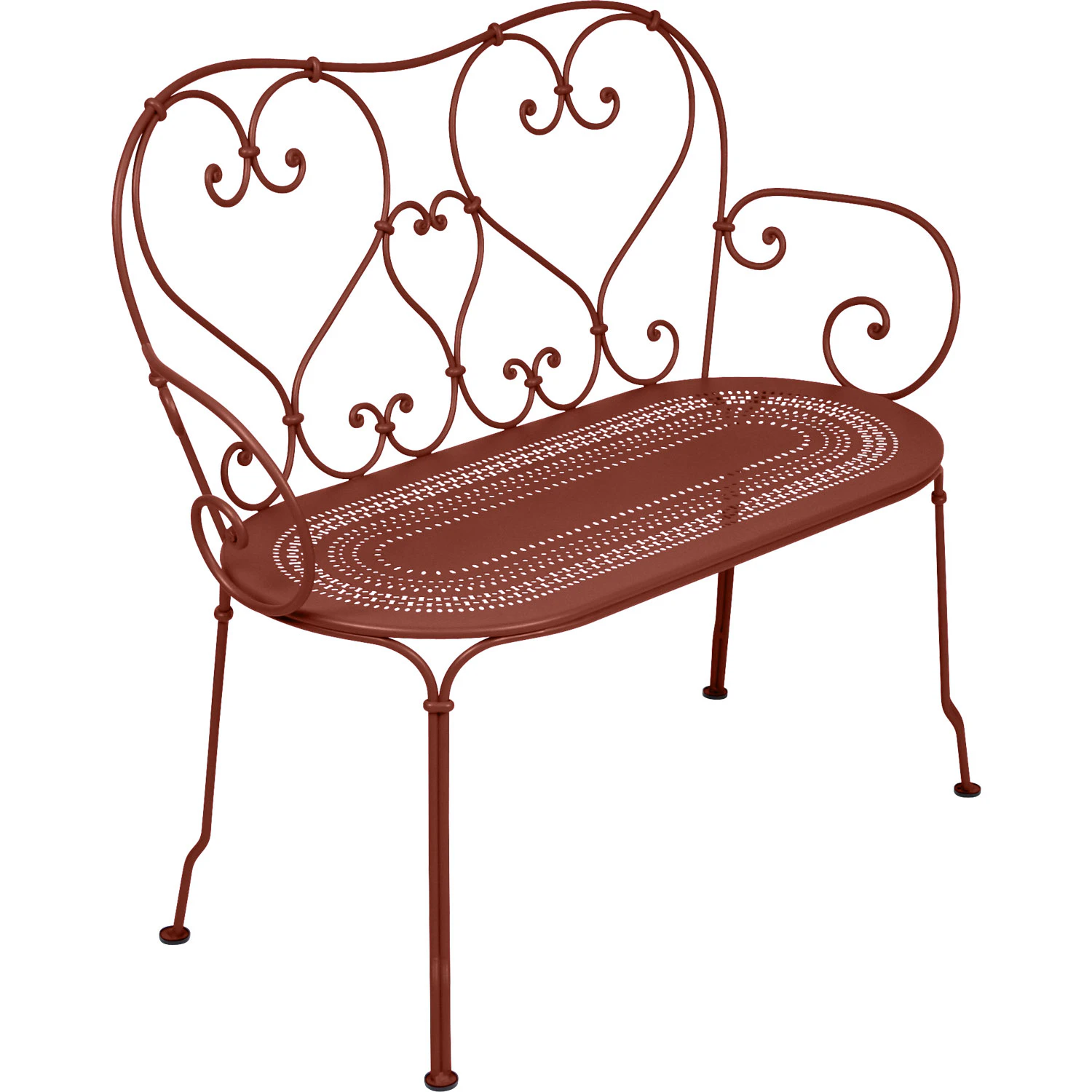 fermob 1900 bänk - bänkar lackerat stål red ochre