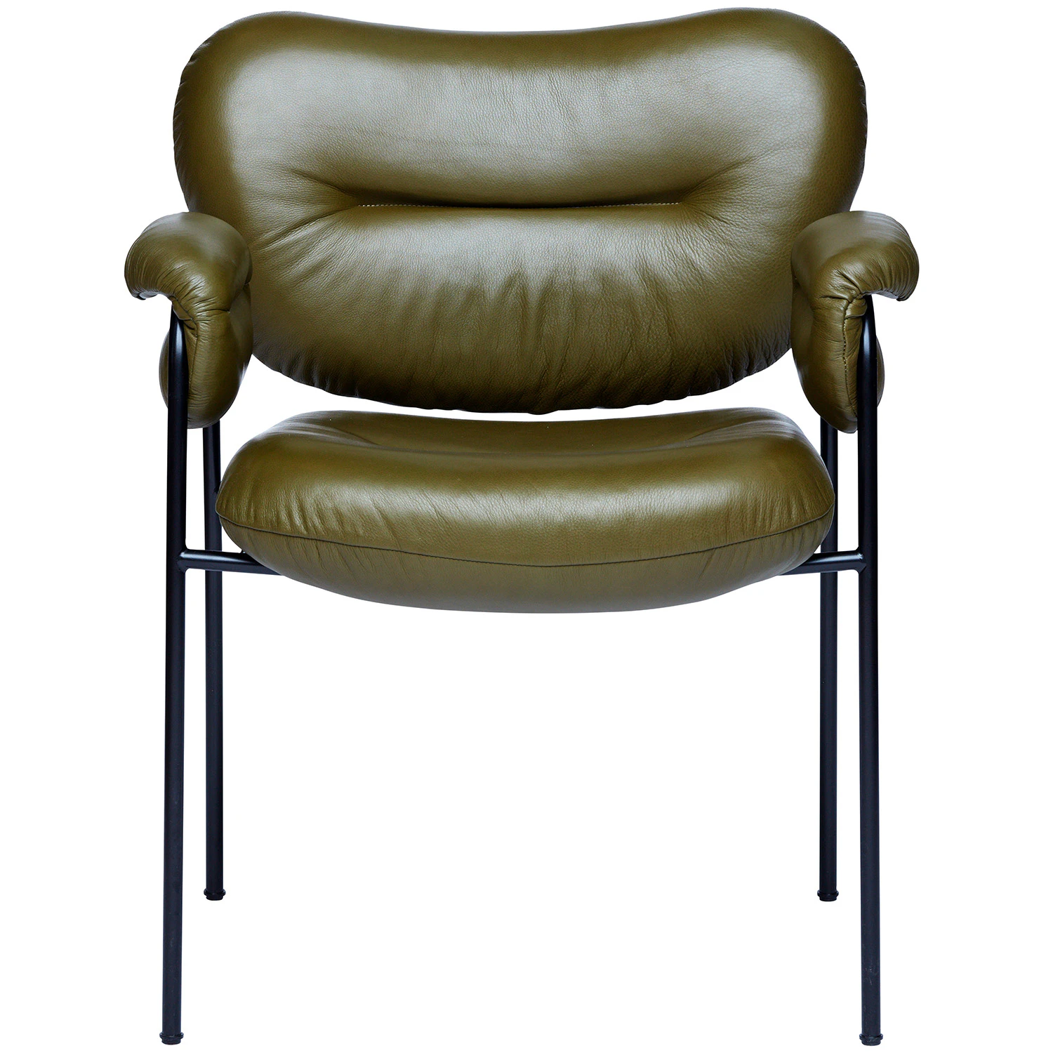 Fogia Bollo Stol Svarta Ben / Skinn Elmotique 48027 - F&aring;t&ouml;ljer L&auml;der Olivgr&ouml;n