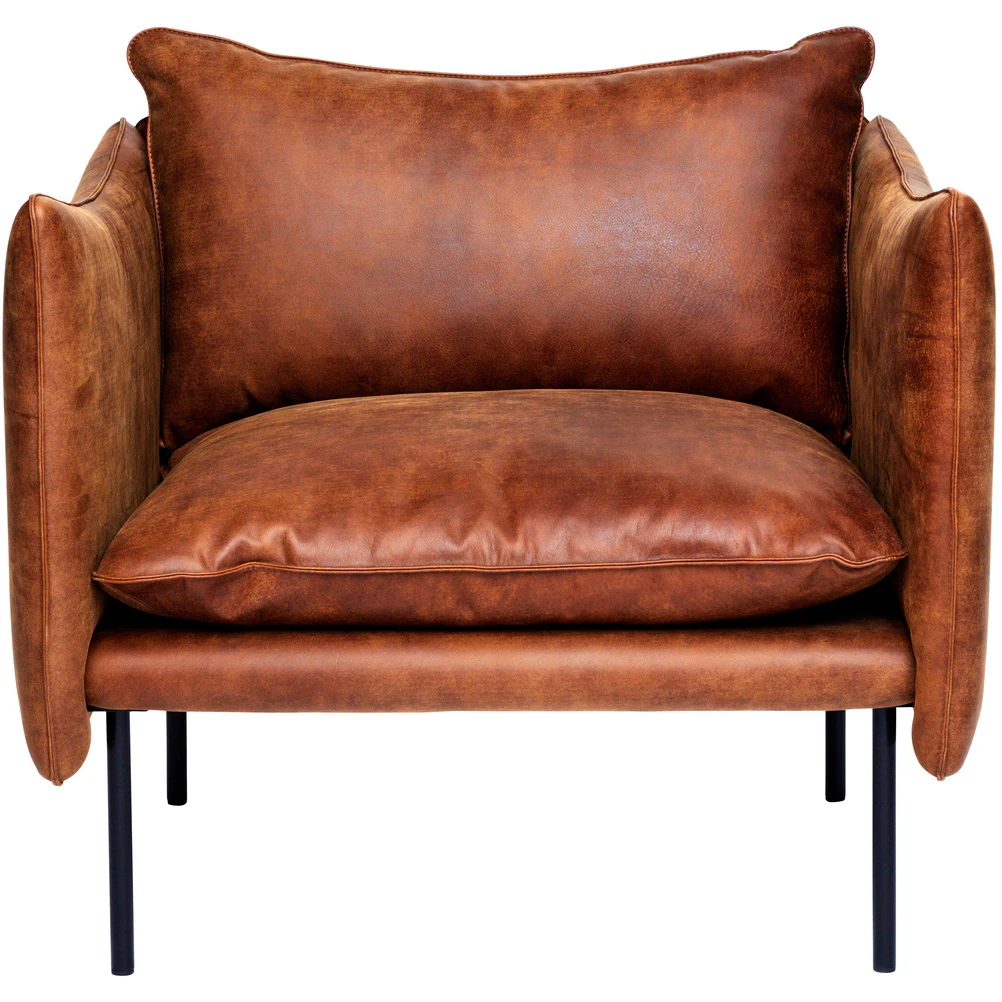 Fogia Tiki F&aring;t&ouml;lj L W:86 Cm Svarta Ben / Skinn - F&aring;t&ouml;ljer L&auml;der Vintage Rangers