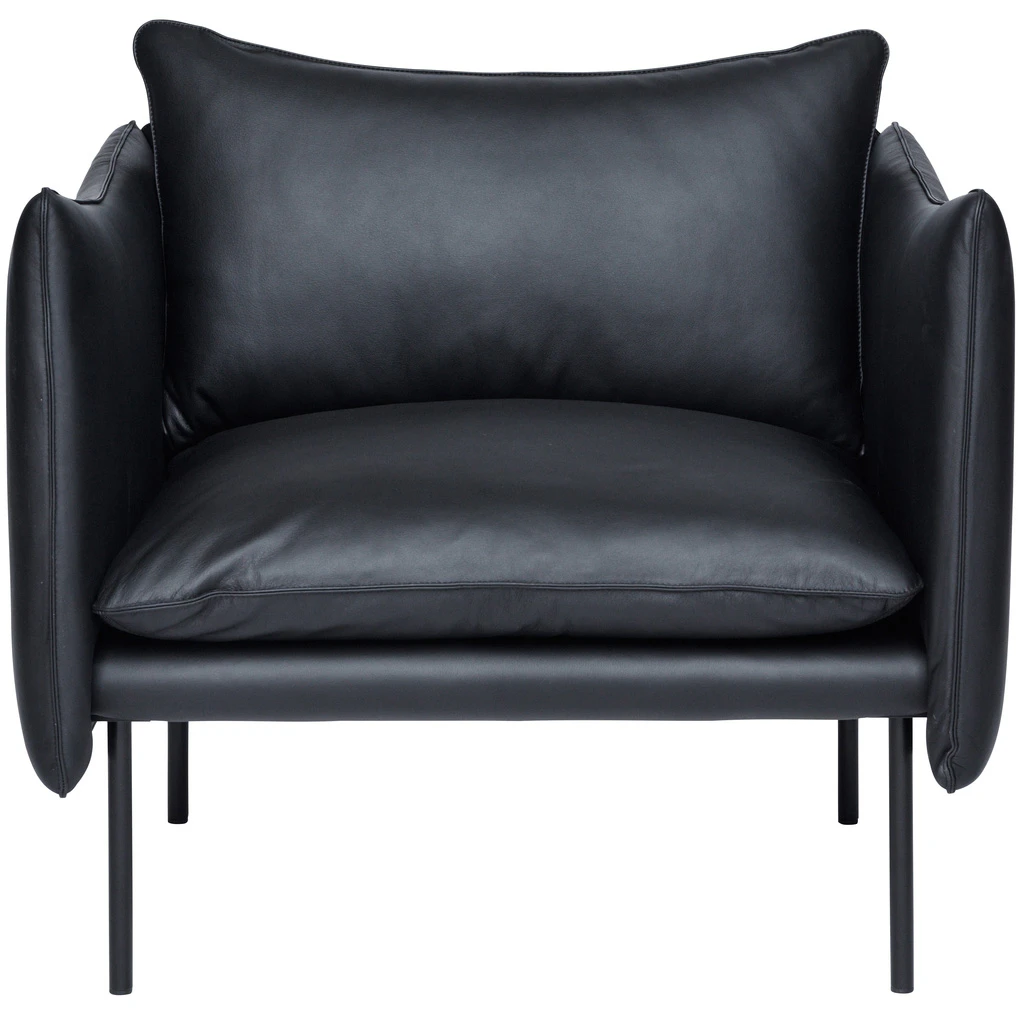 Fogia Tiki F&aring;t&ouml;lj L W:86 Cm a Ben / Skinn Elmosoft - F&aring;t&ouml;ljer L&auml;der Svart