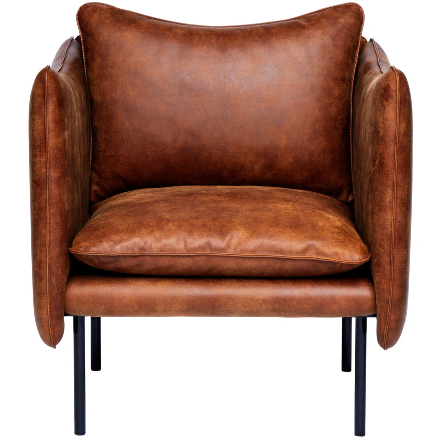 Fogia Tiki F&aring;t&ouml;lj S W:70 Cm Svarta Ben / Skinn - F&aring;t&ouml;ljer L&auml;der Vintage Rangers