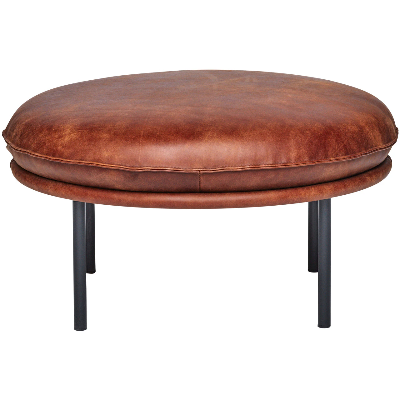 Fogia Tiki Pall Svarta Ben / Skinn - Fotpallar L&auml;der Vintage Rangers