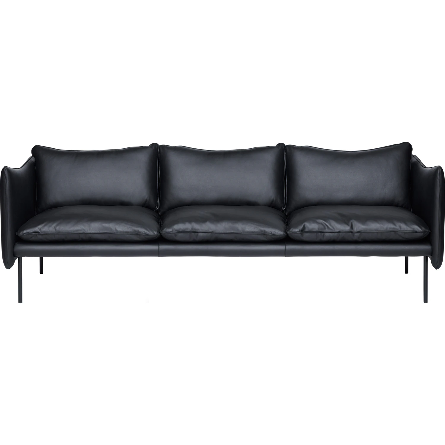 Fogia Tiki Soffa 3-sits a Ben / Skinn Elmosoft - 3-sitssoffor L&auml;der Svart