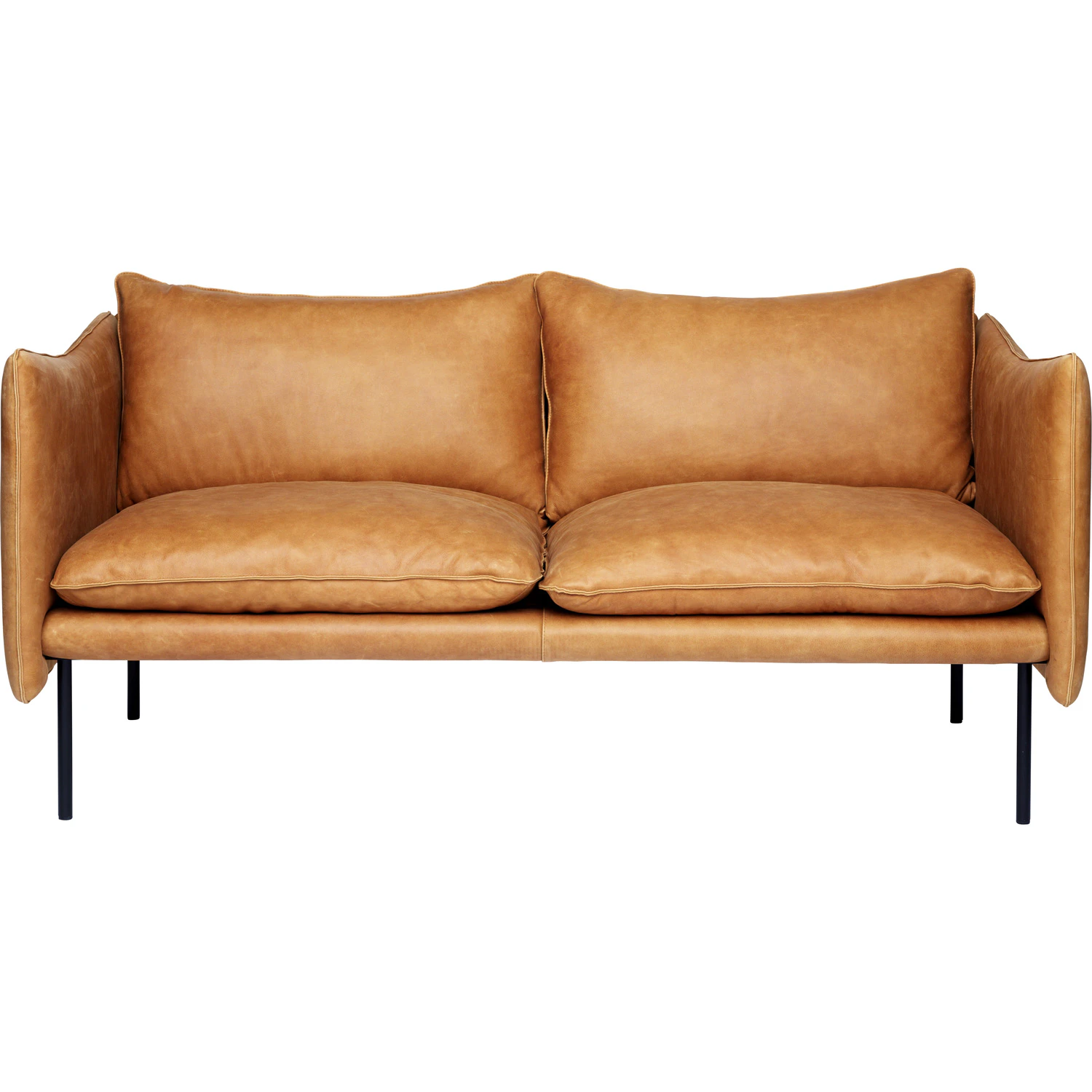 Fogia Tiki Soffa 2-sits Svarta Ben / Skinn - 2-sitssoffor L&auml;der Vintage Cognac