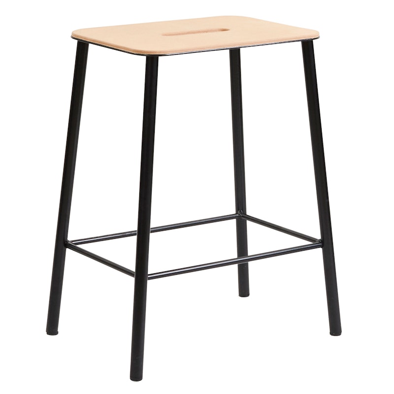 Adam Stool Pall 50 cm, Läder/Matt Svart