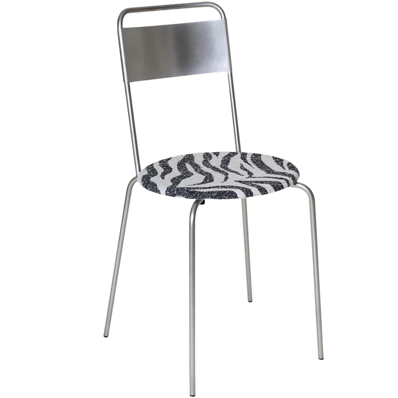 Petit Rond Stol, Rostfritt Stål / Zebra
