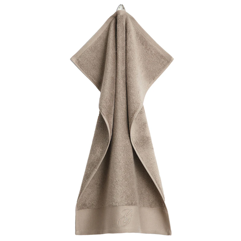 Embroidery Handduk 30x50 cm, Taupe Beige