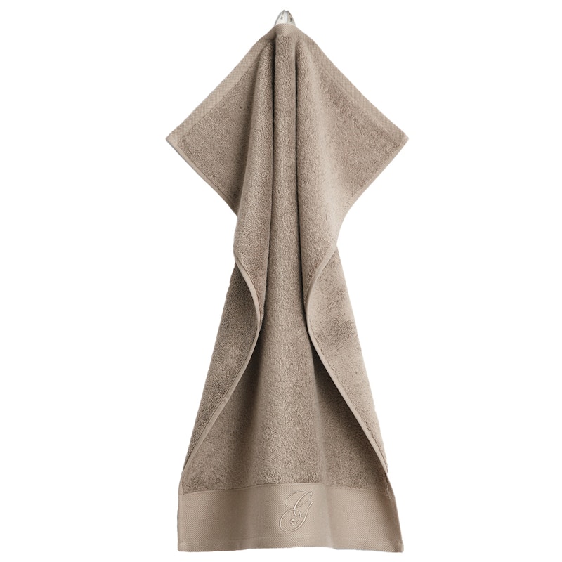 Embroidery Handduk 50x70 cm Vit, Taupe Beige