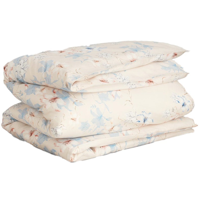 Floral Påslakan 150x210 cm, Sandvit