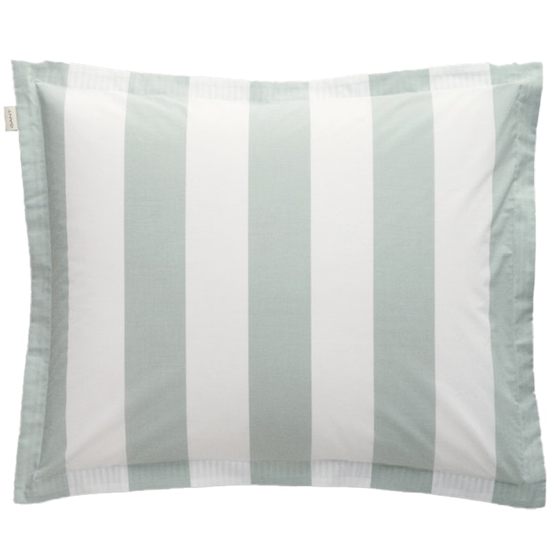 Percale Stripe Örngott, Clay Green