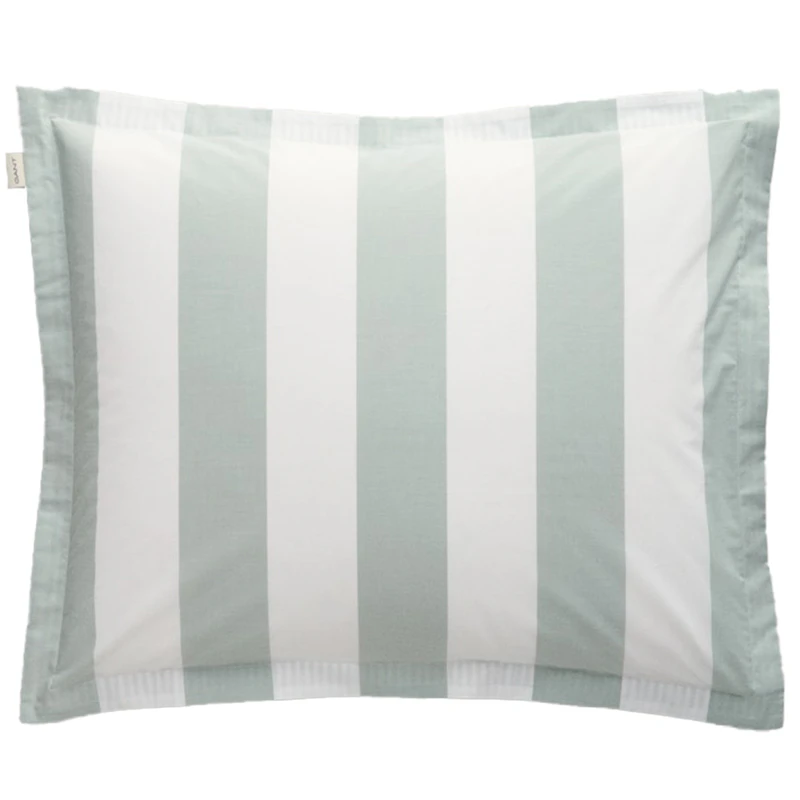Percale Stripe Örngott, Clay Green