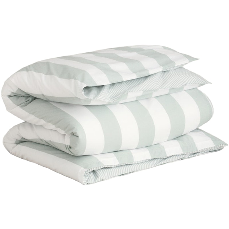 Percale Stripe Påslakan 150x210 cm, Clay Green