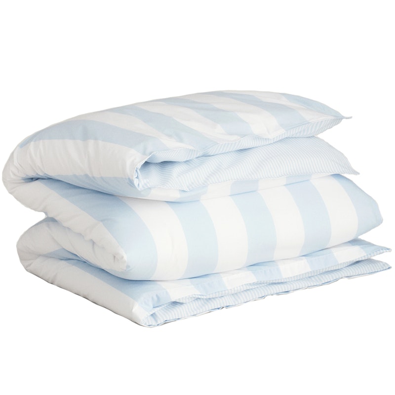 Percale Stripe Påslakan 150x210 cm, Rich Blue