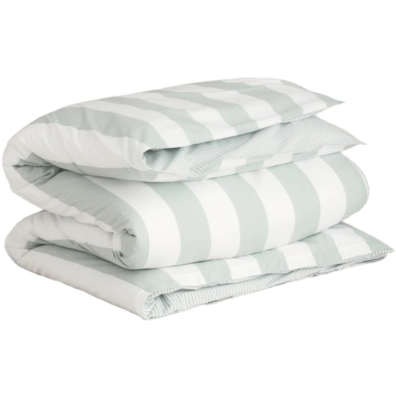 Percale Stripe Påslakan 150x210 cm, Clay Green
