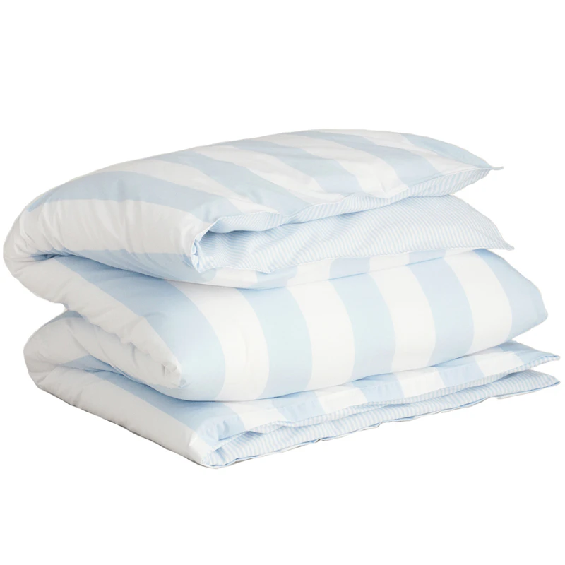 Percale Stripe Påslakan 150x210 cm, Rich Blue
