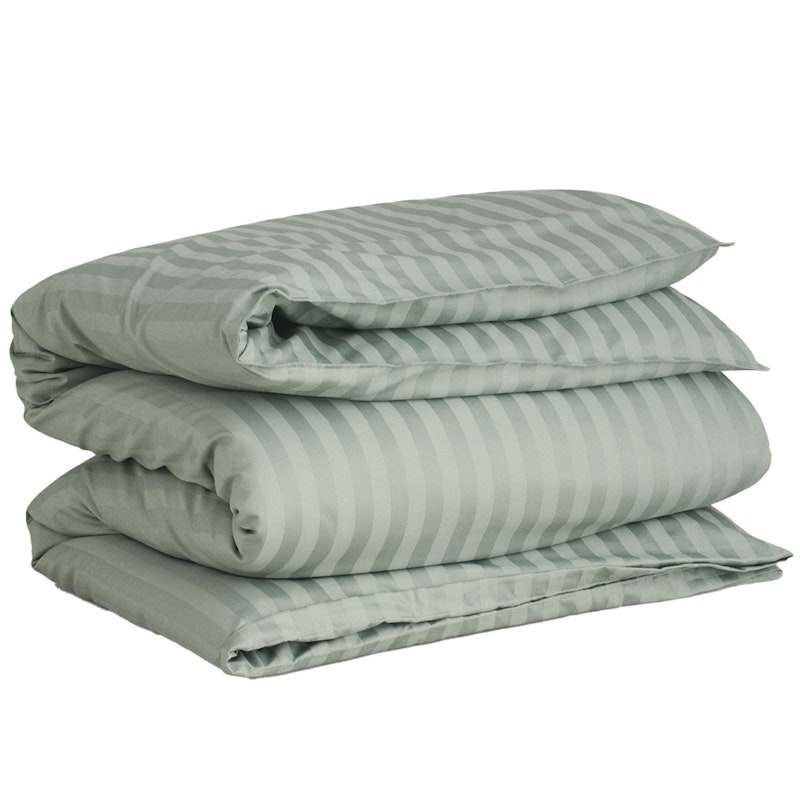 Sateen Stripes Påslakan 150x210 cm, Clay Green