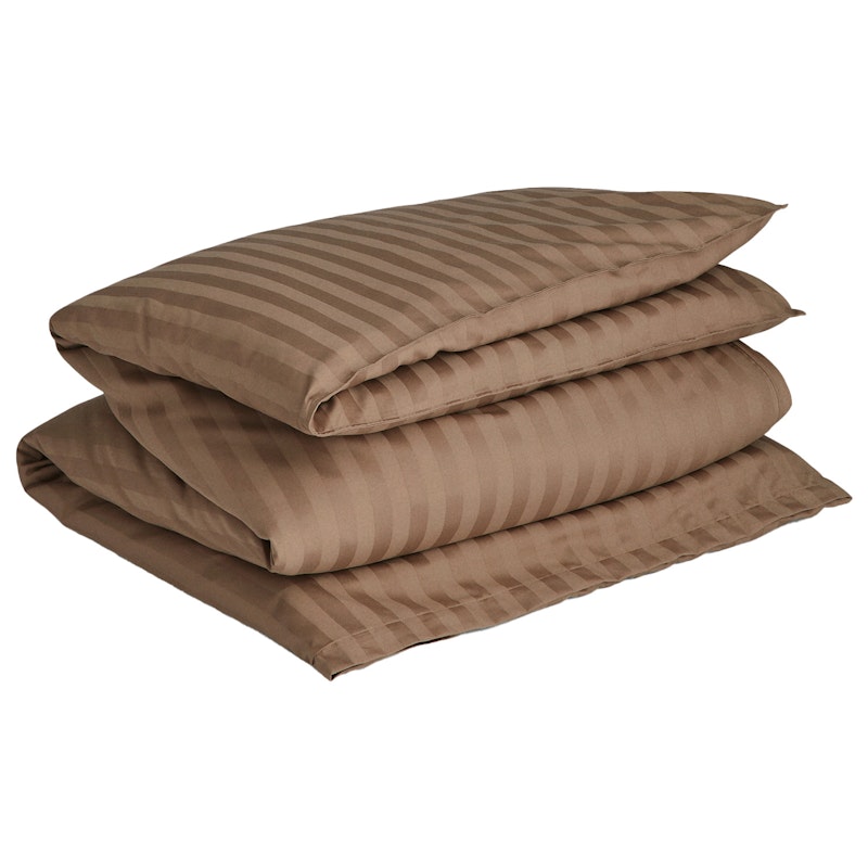 Sateen Stripes Påslakan 220x220 cm, Taupe Beige