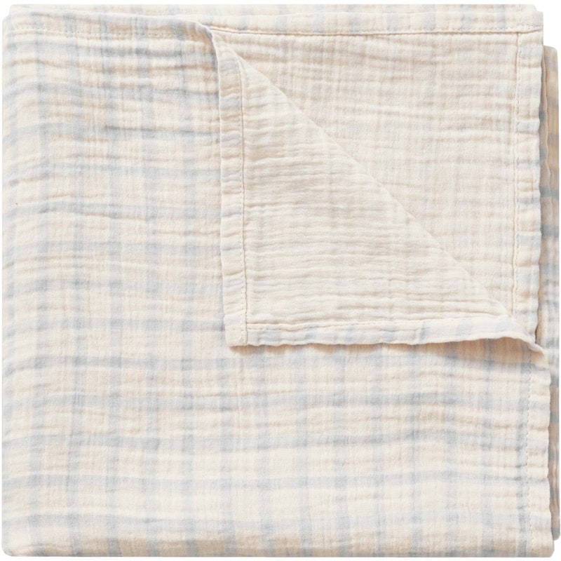 Gingham Sky Blue Muslin Babyfilt, 110x110 cm