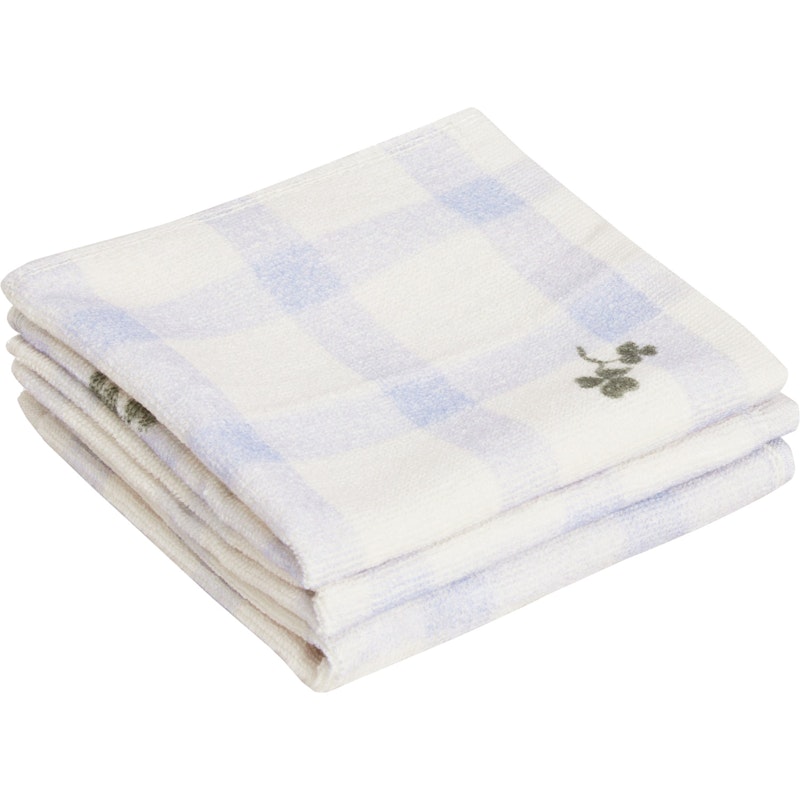 Gingham Sorrel Blue Tvättlappar 3-pack, 30x30 cm