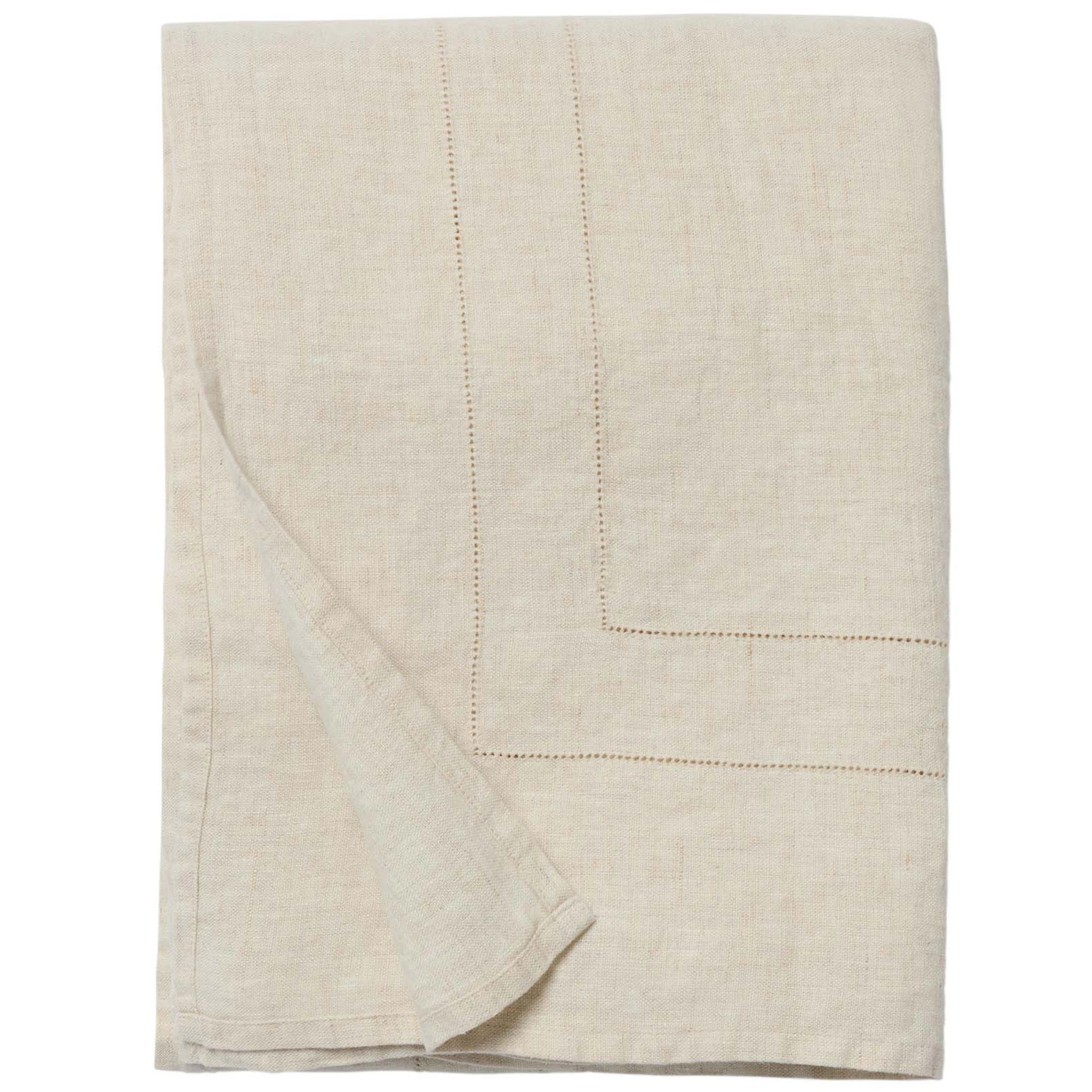 Garbo & Friends Hemstitched Linen Överkast 280x280 Cm - Överkast Linne Beige