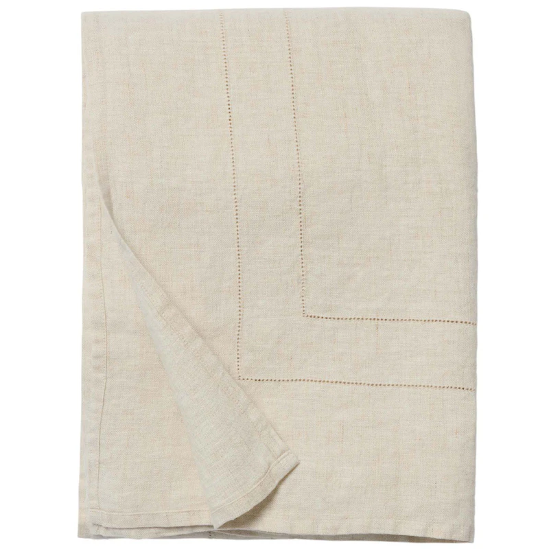 Hemstitched Linen Överkast, 280x280 cm