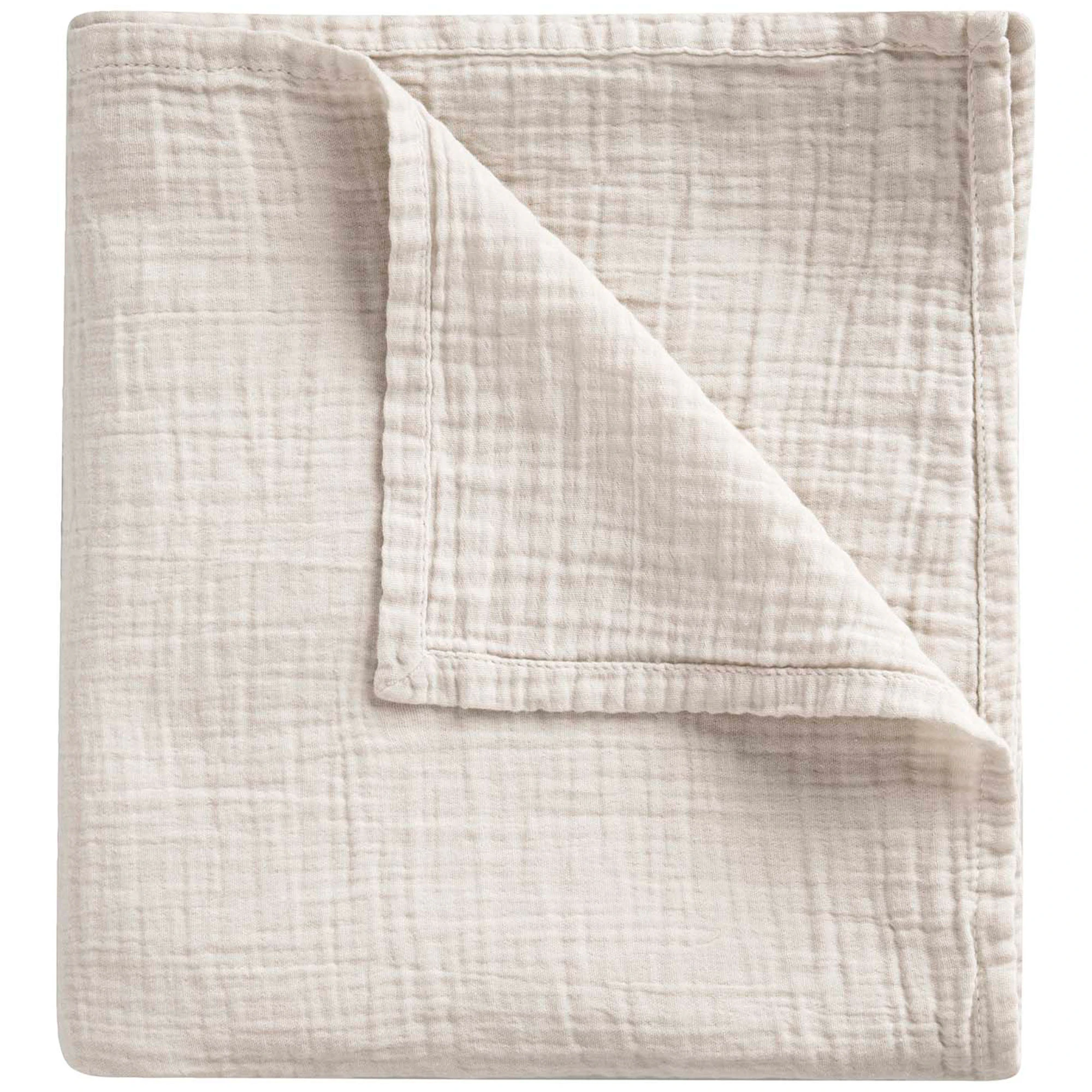 Garbo & Friends Eggshell Muslin Babyfilt 110x110 Cm - Barnfiltar Ekologisk Bomull Beige